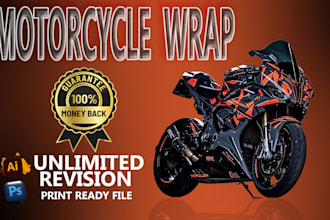 do unique bike, motorcycle,  motorbike any vehicle wrap design