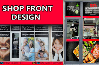 create modern shopfront or storefront window graphics ,signage design