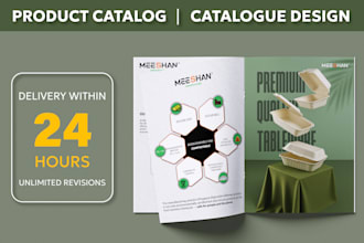 design modern product catalog, lookbook, sell sheet, catalogue, brand catalog
