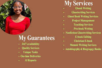 be your ebook, memoir, autobiography, biography and ghost book writer