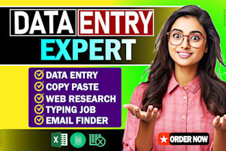 do data entry, typing work job, copy paste and web research