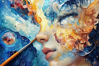 paint abstract and surreal watercolor acrylic art