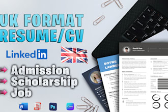 design UK resume CV format for admission, scholarships and job purpose