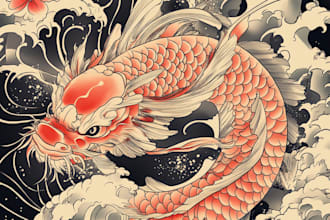 create your japanese custom tattoo design and illustration