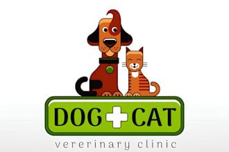 design modern minimalist pet, dog, cat or animal and veterinary clinic logo