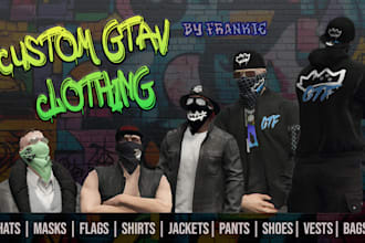 design custom gtav clothing including mask, pocket flag, shoes, hats and more