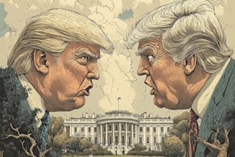 draw political cartoon caricature and friendship portrait