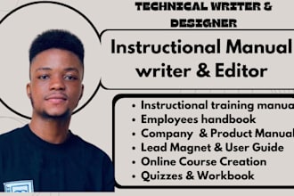 create training manual, employee handbook, product manual, workbook, ppt slides