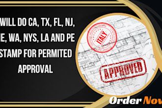 do ca, tx, fl, nj, ne, wa, nys, la, pe stamp for permited approval