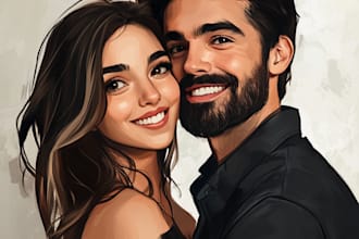 do realistic family portrait, couple or group from photo
