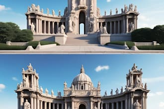create 3d monument design landmark city 3d mansion 3d monument statues model