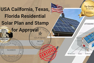 do usa cailfornia, texas, florida residential solar plan and stamp for approval