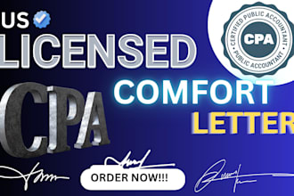 write US CPA letter, CPA comfort letter, income verification, mortgage letter