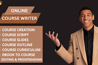 do online course creation, course script, ebook to course, course outline