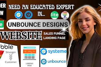 build unbounce landing page, clickfunnels sales funnel, mailerlite kajabi expert