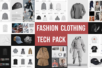 do expert clothing tech pack, fashion tech pack, flat sketch for garment