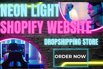 build neon light shopify store neon sign shopify website dropshipping store