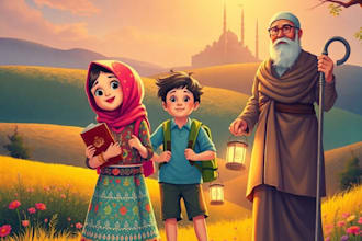 illustrate children story book and write islamic content