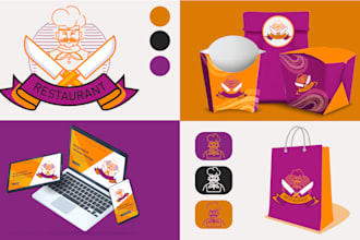 design professional restaurant logo, menu, social media kit, brand identity