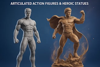 articulate action figure 3d models 3d characters model  for 3d printing