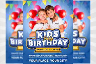 design flyer for kids events,birthday party,educational process within 24 hours