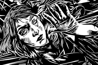 create artistic linocut illustration in my style