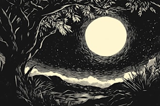 make niche colorful linocut and woodcut book illustrations