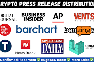 crypto press release writing and PR distribution on top websites