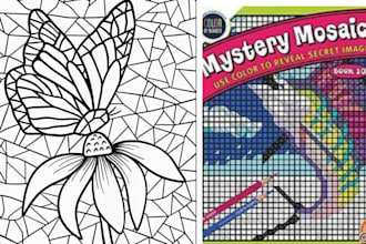create mystery mosaics color by number for adults, color by number page for kids