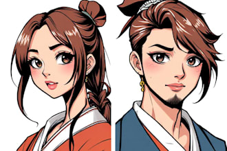 illustrate portrait and charadesign in manga style