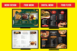 design digital menu board restaurant menu modern food flyer food menu card