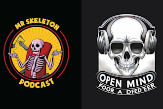 create music skull podcast radio station logo