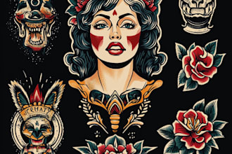 create custom logo old school traditional tattoo design