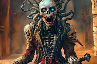 do a unique fantasy horror character art