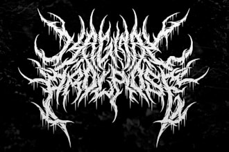 dark typography logo and lettering, metal, y2k, psychedelic