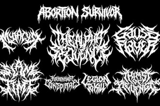 create black, death metal, grindcore deathcore band logo