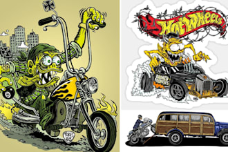 create crazy vintage kustom kulture rat fink cartoon mascot tshirt illustration