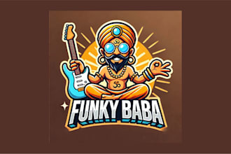 create funky baba cartoon and character mascot logo with vector file