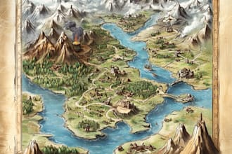 create a high quality fantasy map illustration