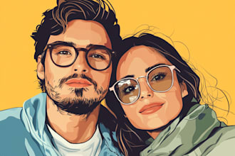 illustrate a romantic family couple portrait