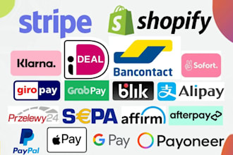 create verified shopify payment gateway, wise payoneer paypal for shopify store