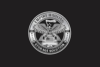 design patriotic seal empire hauling solutions logo
