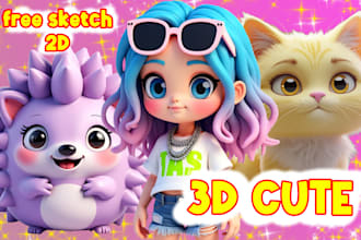make 3d cute character modelling figure in blender