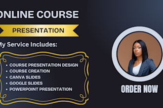create online course presentation, course content, canva slides
