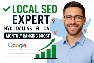 rank website by monthly local SEO service in NYC dallas, florida, california USA