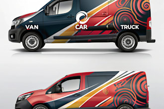 draw car wrap design, vehicle wrap design art for you