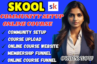 setup skool, skool community management, online course mighty network