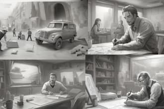 draw storyboard animation game film commercial illustration based on your script