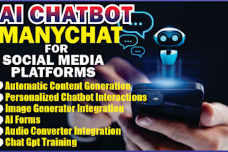 develop expert ai chatbot for social media platforms with manychat