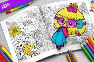 do children book cute illustration kid activity book, coloring book